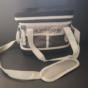 Woods Black & Grey 6 Pack Cooler Carry Handles & Shoulder Strap Zipper Closure
